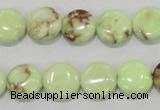 CLE49 15.5 inches 12mm flat round lemon turquoise beads wholesale