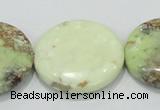 CLE50 15.5 inches 30mm flat round lemon turquoise  beads wholesale