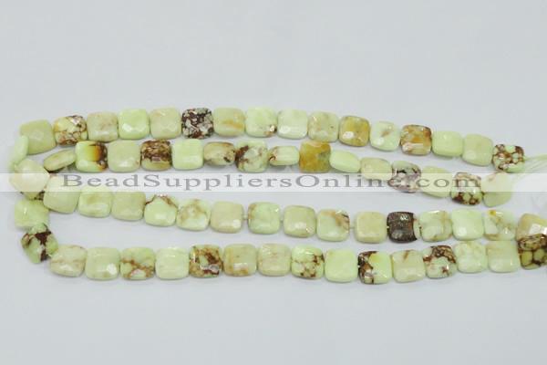 CLE60 15.5 inches 12*12mm faceted square lemon turquoise beads