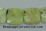 CLE61 15.5 inches 20*20mm faceted square lemon turquoise beads