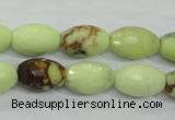 CLE70 15.5 inches 10*15mm faceted rice lemon turquoise beads