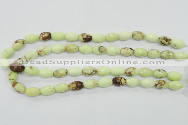 CLE70 15.5 inches 10*15mm faceted rice lemon turquoise beads