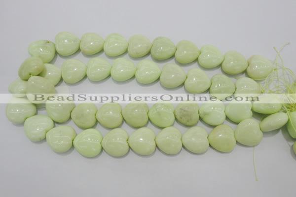 CLE81 15.5 inches 20*20mm heart lemon turquoise beads