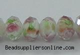 CLG04 12 inches 6*8mm faceted rondelle handmade lampwork beads