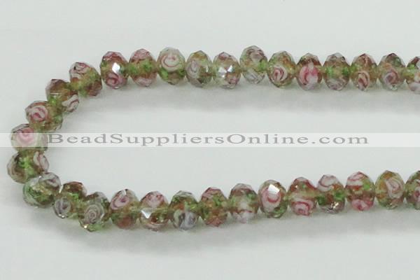 CLG10 12 inches 6*8mm faceted rondelle handmade lampwork beads