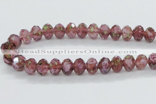 CLG15 13.5 inches 9*12mm faceted rondelle handmade lampwork beads