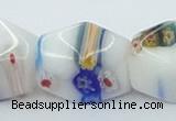 CLG536 16 inches 12*15mm faceted cuboid lampwork glass beads