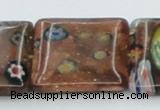 CLG557 16 inches 20*20mm square goldstone & lampwork glass beads