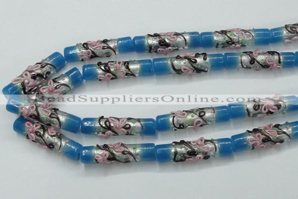 CLG786 15.5 inches 10*40mm cylinder lampwork glass beads wholesale