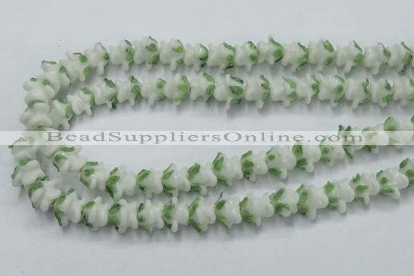 CLG796 15.5 inches 11*13mm rose lampwork glass beads wholesale