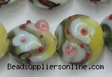 CLG814 15.5 inches 18mm flat round lampwork glass beads wholesale