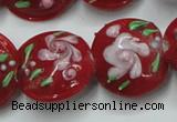 CLG815 15.5 inches 18mm flat round lampwork glass beads wholesale