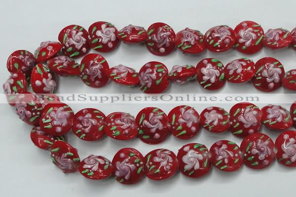 CLG815 15.5 inches 18mm flat round lampwork glass beads wholesale