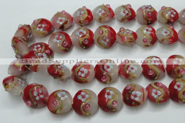 CLG817 15.5 inches 20mm flat round lampwork glass beads wholesale