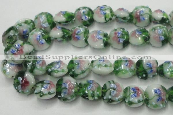 CLG825 15.5 inches 20mm flat round lampwork glass beads wholesale