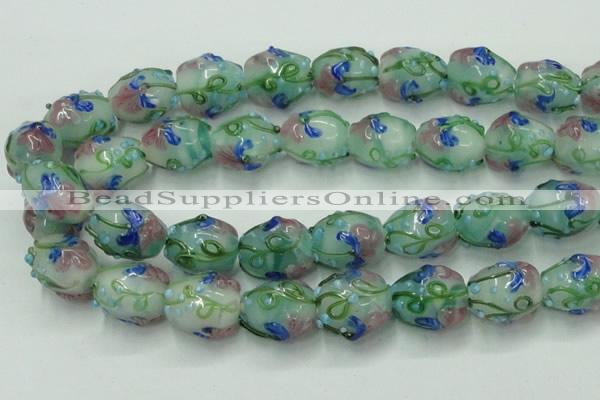 CLG826 15.5 inches 14*18mm pear lampwork glass beads wholesale