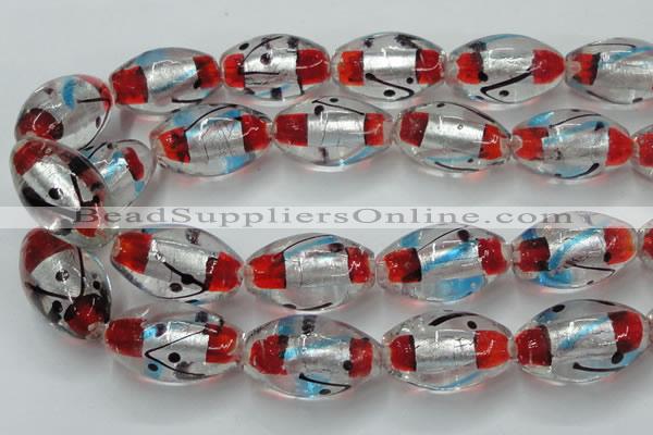 CLG858 15.5 inches 16*28mm rice lampwork glass beads wholesale