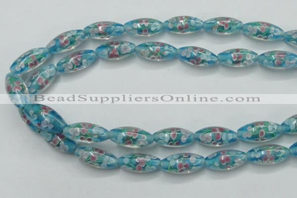 CLG866 15.5 inches 10*20mm rice lampwork glass beads wholesale