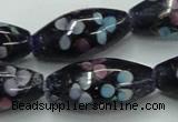 CLG872 15.5 inches 10*20mm rice lampwork glass beads wholesale