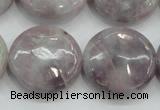 CLI57 15.5 inches 25mm flat round natural lilac jasper beads wholesale