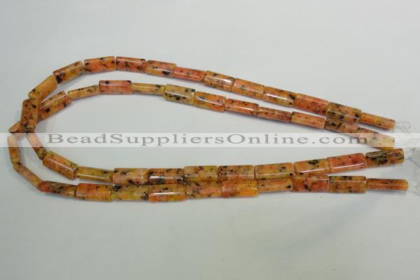 CLJ301 15.5 inches 8*16mm flat tube dyed sesame jasper beads wholesale