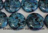 CLJ314 15.5 inches 20mm flat round dyed sesame jasper beads wholesale