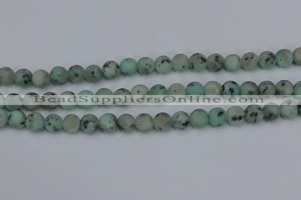 CLJ413 15.5 inches 10mm round matte sesame jasper beads wholesale