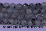 CLJ420 15.5 inches 4mm faceted round sesame jasper beads