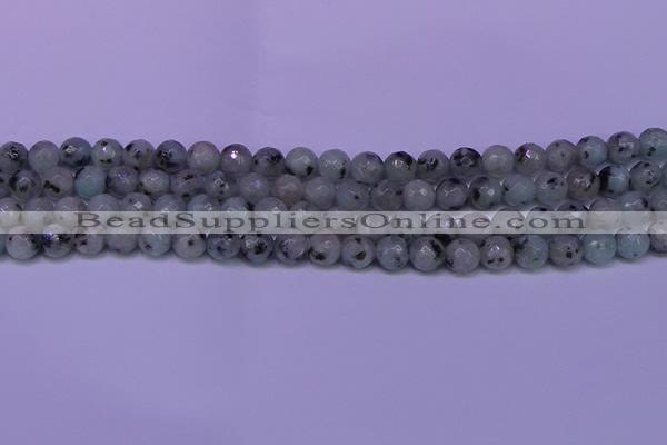 CLJ422 15.5 inches 8mm faceted round sesame jasper beads