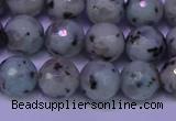 CLJ423 15.5 inches 10mm faceted round sesame jasper beads