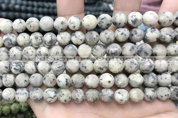 CLJ580 15 inches 8mm round matte sesame jasper beads