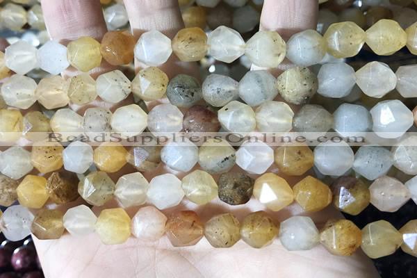 CLJ624 15 inches 8mm faceted nuggets sesame jasper beads