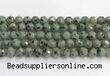 CLJ642 15.5 inches 10mm faceted round sesame jasper beads wholesale