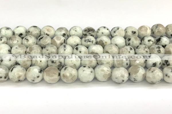 CLJ652 15 inches 10mm faceted round sesame jasper beads