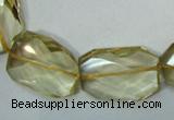 CLQ05 faceted freeform brick natural lemon quartz beads