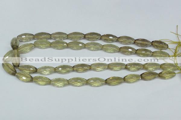 CLQ12 15.5 inches 10*20mm faceted rice natural lemon quartz beads