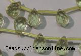 CLQ250 Top-drilled 8*12mm faceted teardrop natural lemon quartz beads