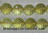 CLQ58 15.5 inches 12mm faceted round natural lemon quartz beads