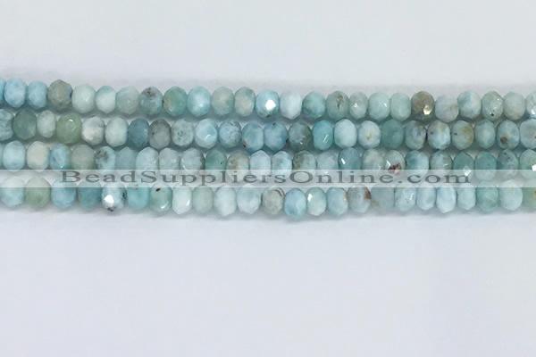 CLR110 15.5 inches 3*5mm faceted rondelle natural larimar beads