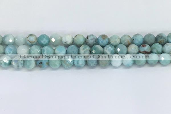 CLR119 15.5 inches 8mm faceted round larimar gemstone beads