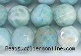 CLR120 15.5 inches 9mm faceted round larimar gemstone beads