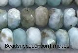 CLR148 15 inches 4*6mm faceted rondelle larimar beads wholesale