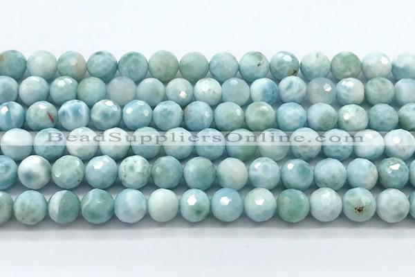 CLR165 15 inches 8mm faceted round larimar gemstone beads