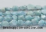 CLR25 15.5 inches 6*8mm nugget natural larimar gemstone chips beads