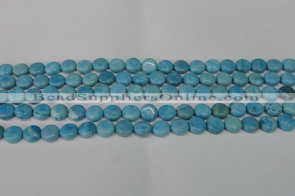 CLR360 15.5 inches 10mm flat round dyed larimar gemstone beads