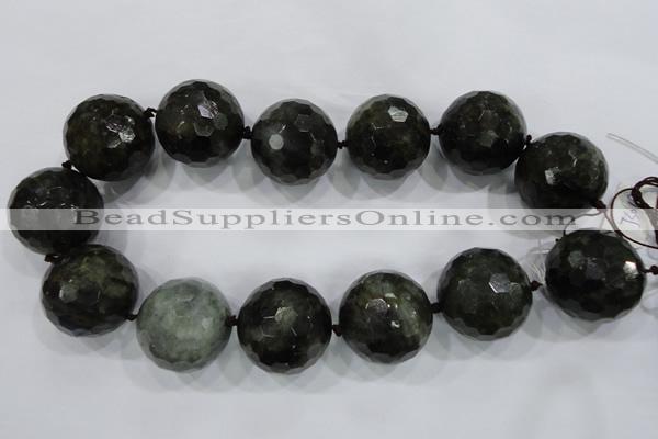 CLS03 15.5 inches 30mm faceted round large black labradorite beads