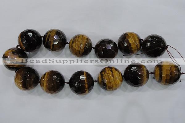 CLS06 15.5 inches 30mm faceted round large yellow tiger eye beads