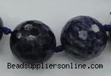 CLS100 15.5 inches 25mm faceted round large sodalite gemstone beads