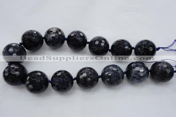 CLS12 15.5 inches 30mm faceted round large blue dumortierite beads