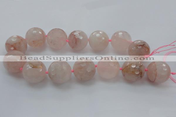 CLS16 15.5 inches 30mm faceted round large pink quartz beads